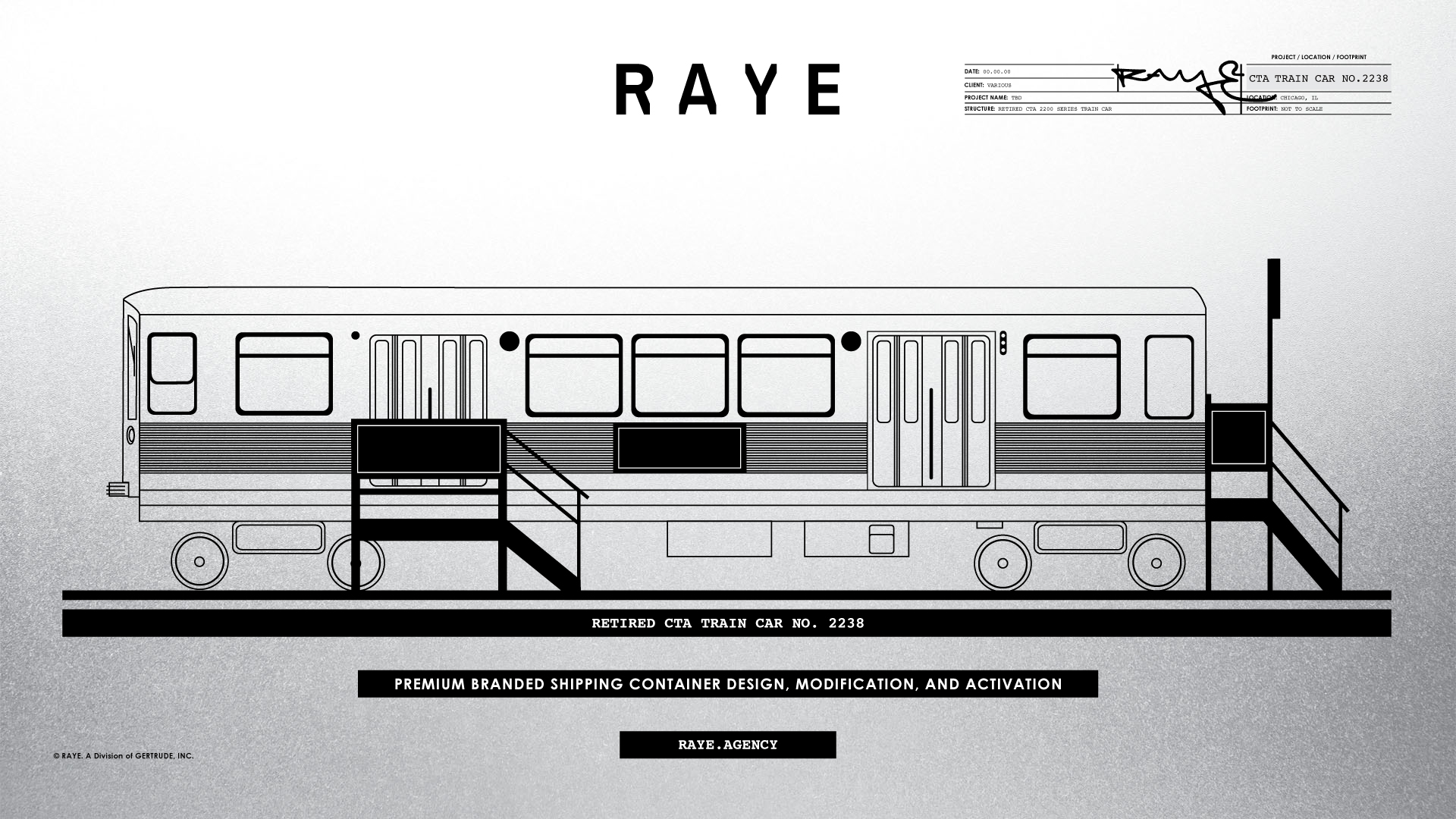 Gertrude Raye Branded CTA Train Car 2238 Design Modification Schematic